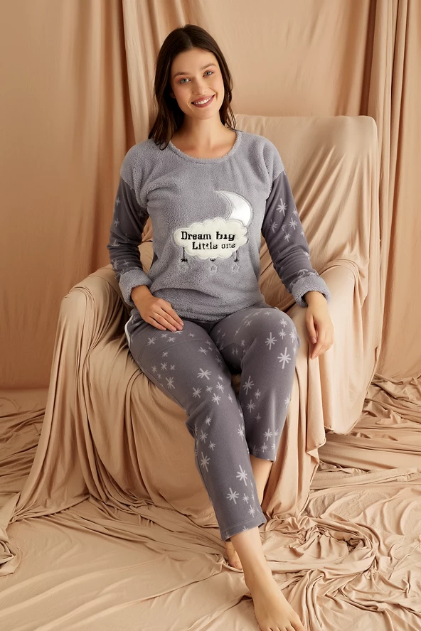 Nisanca Kışlık Kadın Polar Pijama Takımı - Yılbaşı Pijaması - 11