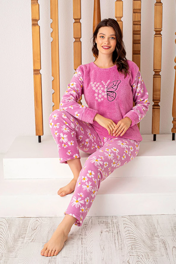 Nisanca Kışlık Kadın Polar Pijama Takımı - Yılbaşı Pijaması - 9