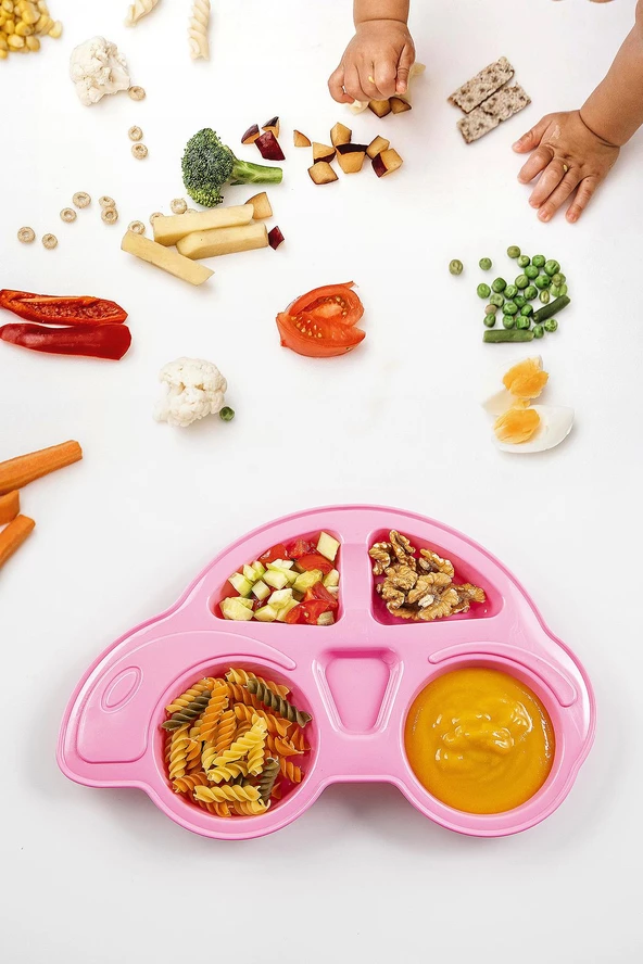 Araba Figürlü Bölmeli Bebek Mama Tabağı
