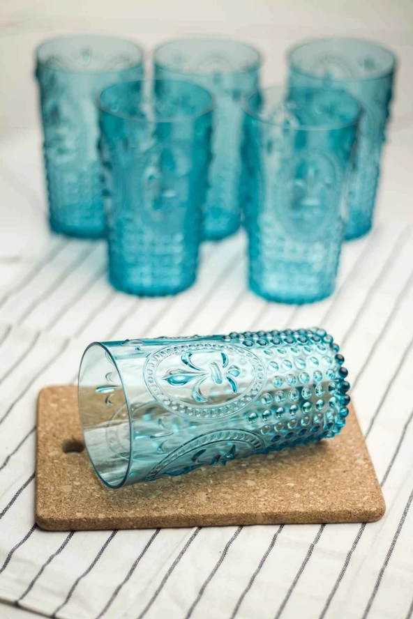Akrilik Aquamarin Tekli Uzun Bardak & Su Meşrubat Bardağı 750 ml ( Büyük Boy & Cam Değildir ) - 2