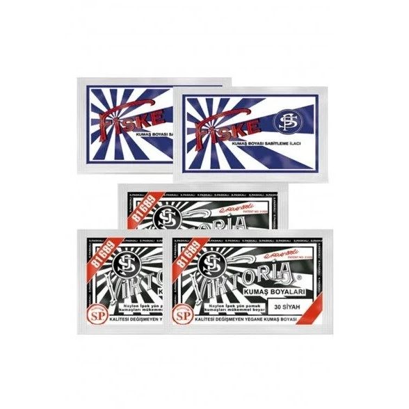 3AD. Viktoria Kumaş Boyası Kot Boyası 30 SİYAH + 2AD Fiske