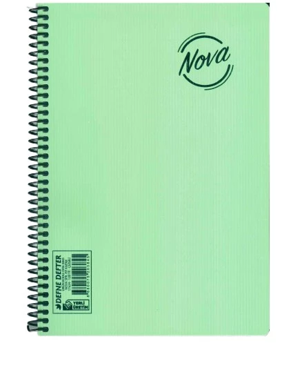 72 Yaprak Kareli Defter Orta Boy Spiralli  Plastik Kapak 1 Adet