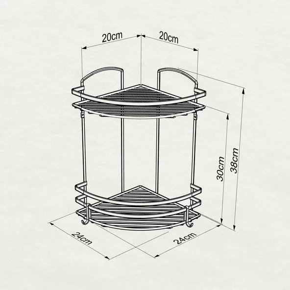 TEKNOTEL İKİ KATLI KANCALI BANYO RAFI MAT SİYAH LM008H - 5