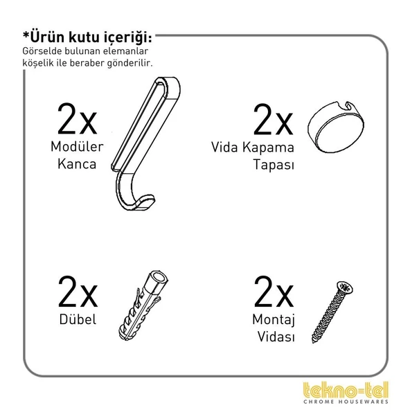 TEKNOTEL İKİ KATLI KANCALI BANYO RAFI MAT SİYAH LM008H - 4