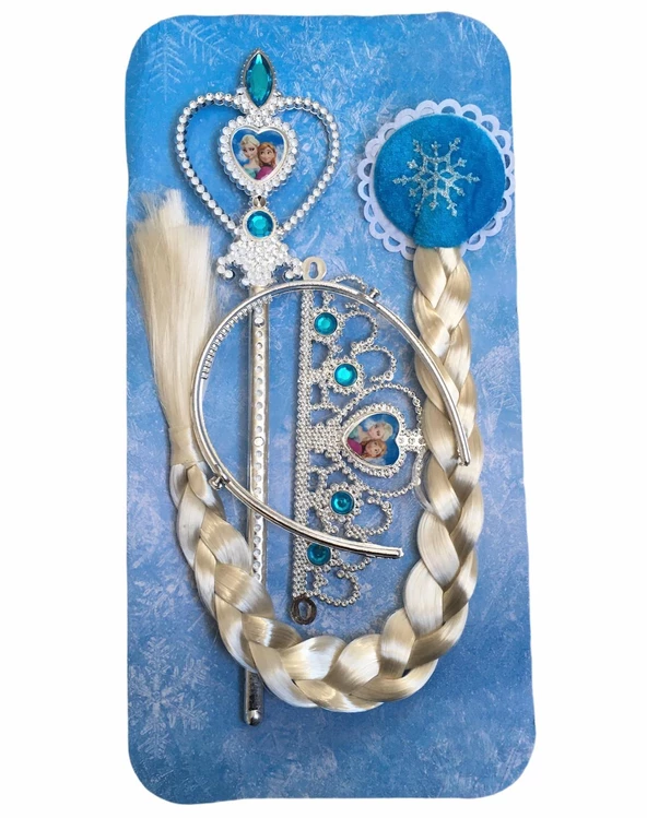 Turkafone Elsa 30cm Et bebek ve Tokalı Saç Taç Asa Seti - Resim 4