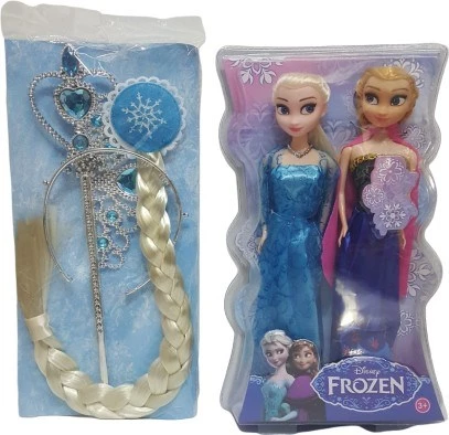 Disney Frozen Karlar Ülkesi Bebek Elsa Anna + Asa Taç ve Saç