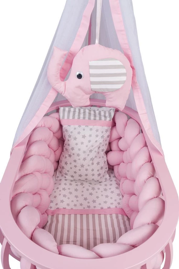 TommyBaby Lina Sepet Beşik Ahşap Beşik Örgülü Uyku Setli Doğal Ahşap Beşik - 10