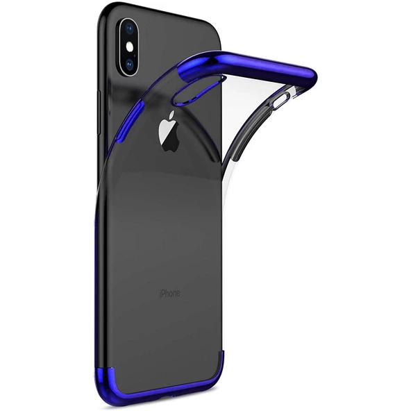 iPhone X Parlak Lazer Silikon Kılıf Mavi