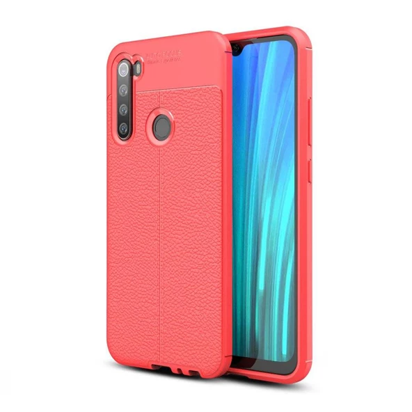 Xiaomi Redmi Note 8 Deri Görünümlü Silikon Kırmızı