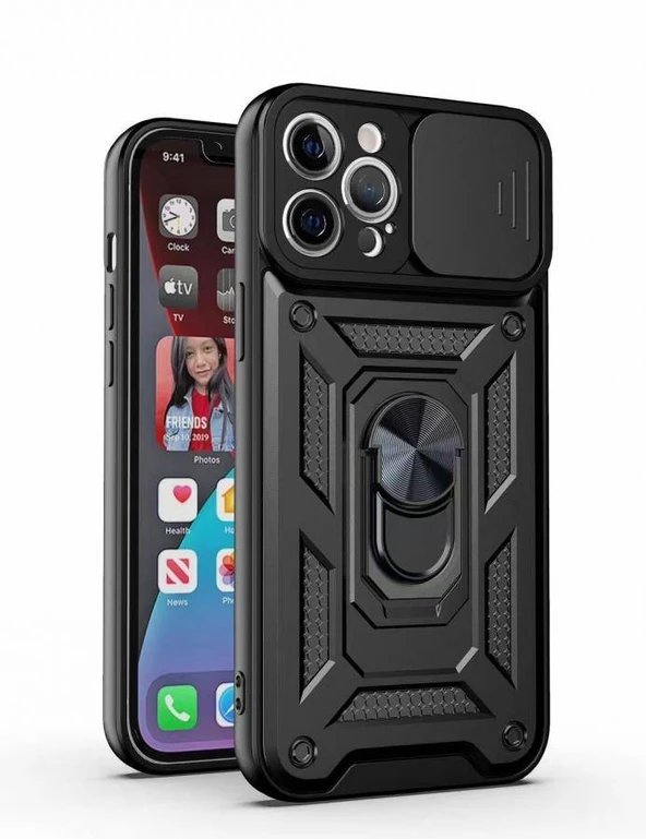 Kızaklı Tank Kılıf Apple iPhone 11 Pro Siyah