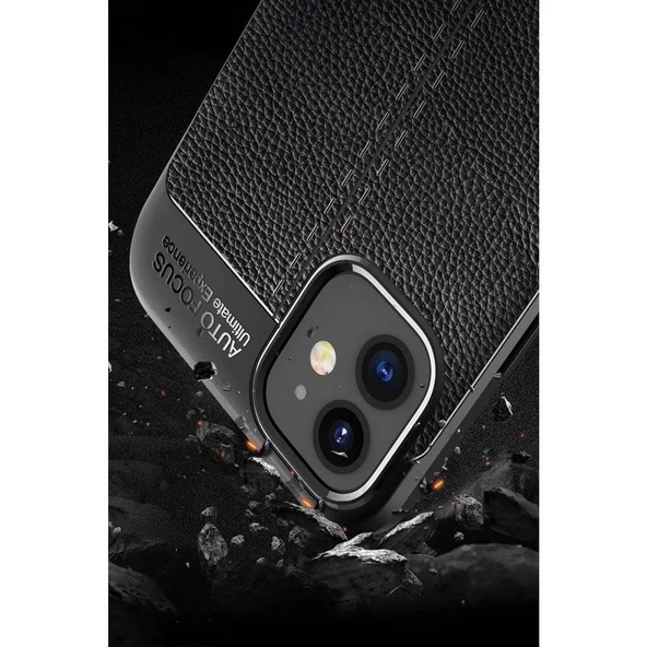 Xiaomi Redmi Note 9 Deri Görünümlü Silikon Siyah - 5