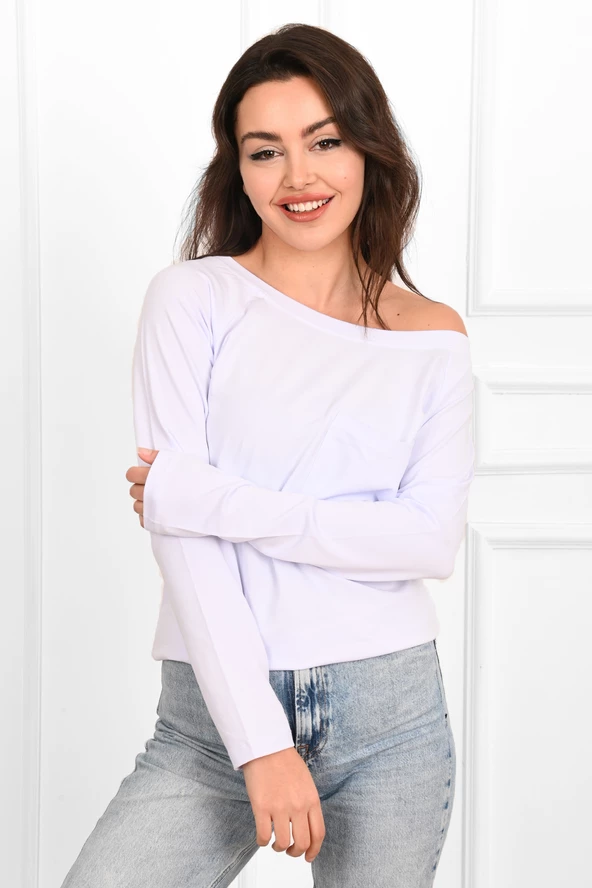 Kadın Geniş Yakalı Sweatshirt 9131-23 - 7