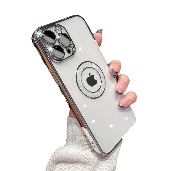 Apple iPhone 14 Pro Max Kılıf Prıltılı Çıkartılabilir Kamera Lens Korumalı Esta Kapak - 3
