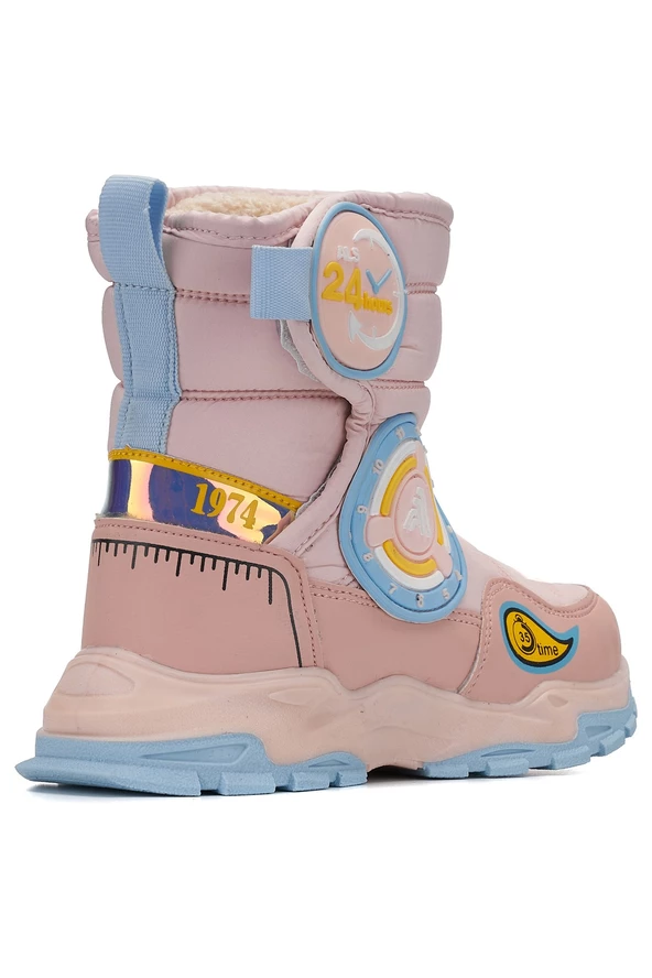 Unisex Günlük Çocuk Yüksek Kalın Kaymaz Taban Cırt Cırtlı Kürk Astarlı Soğuk Geçirmez Kar Botu  2221 - 8