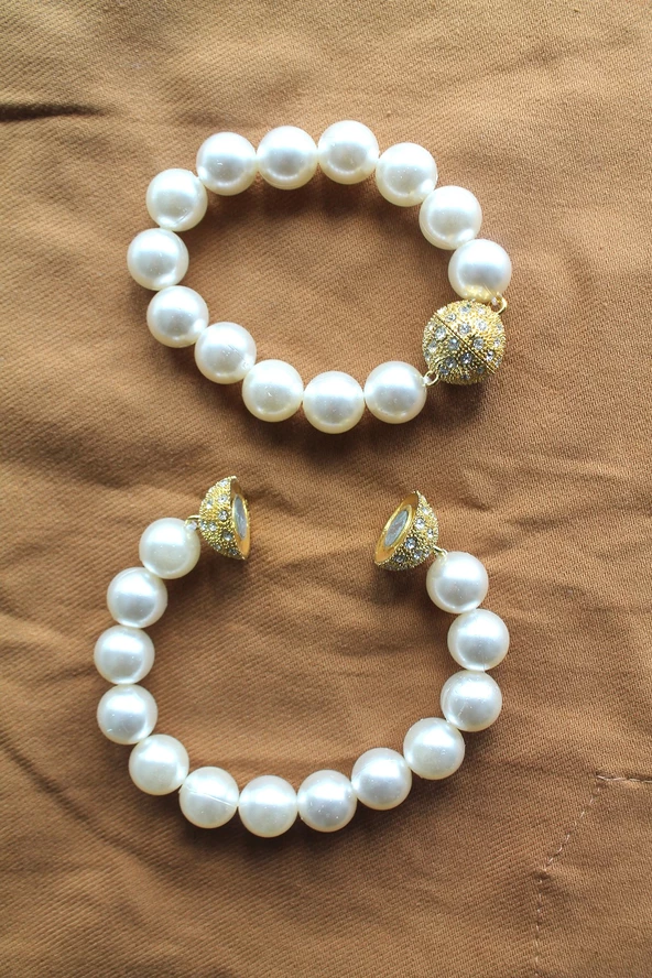 2 Adet Gold Mıknatıslı Krem İncili Perde Tutacağı & Perde Süsü 20cm - 3