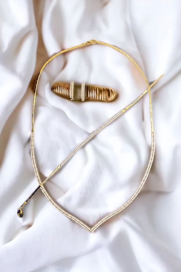 Cigold Taşlı Gerdanlık 14 Ayar Altın 17,51 Gr OA-K2TB01028479 - 4