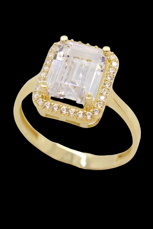 Cigold Taşlı Yüzük Baget 14 Ayar Altın 2,36 Gr OA-C11501028511 - Resim 4