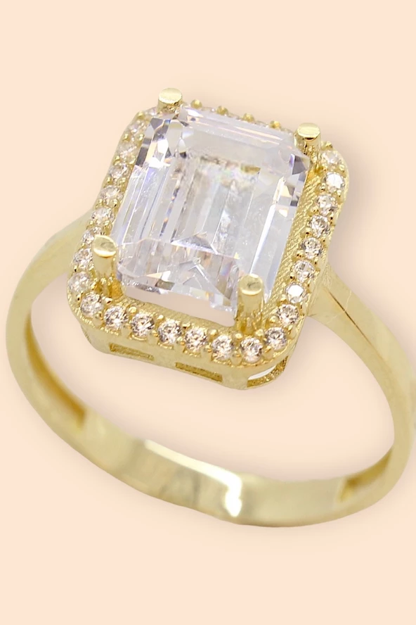 Cigold Taşlı Yüzük Baget 14 Ayar Altın 2,36 Gr OA-C11501028511 - Resim 3