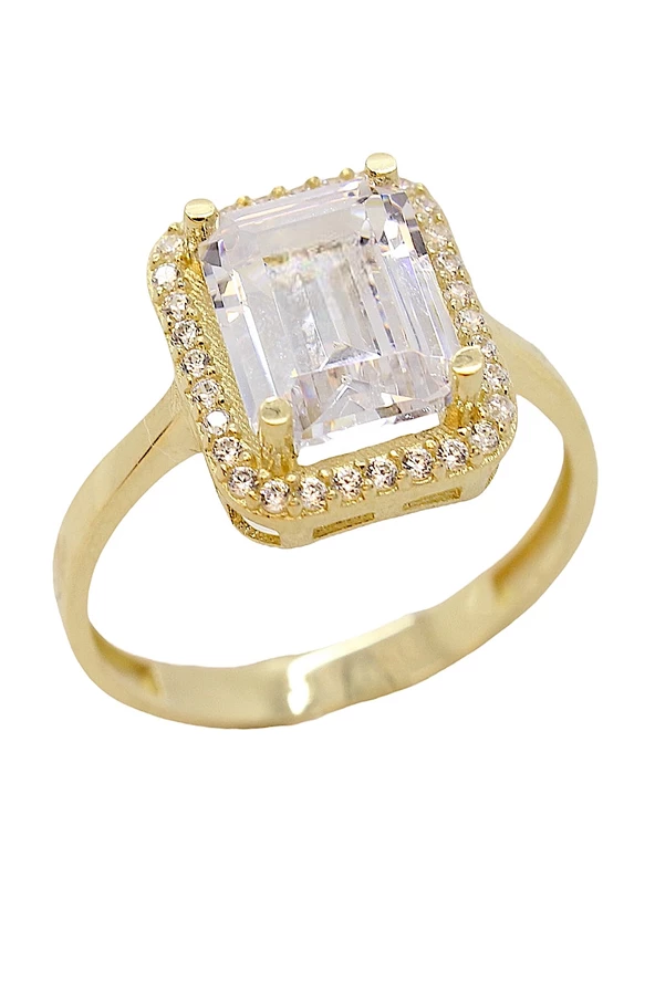 Cigold Taşlı Yüzük Baget 14 Ayar Altın 2,36 Gr OA-C11501028511 - Resim 2