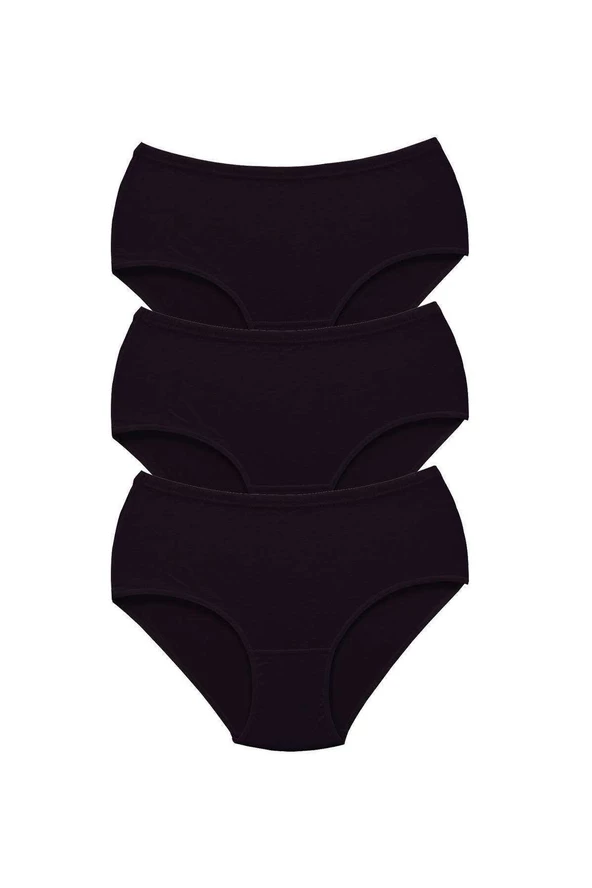 3 Adet Tutku Kadın Yüksek Bel Bato Kalın Lastik Külot Siyah ürün görseli 1