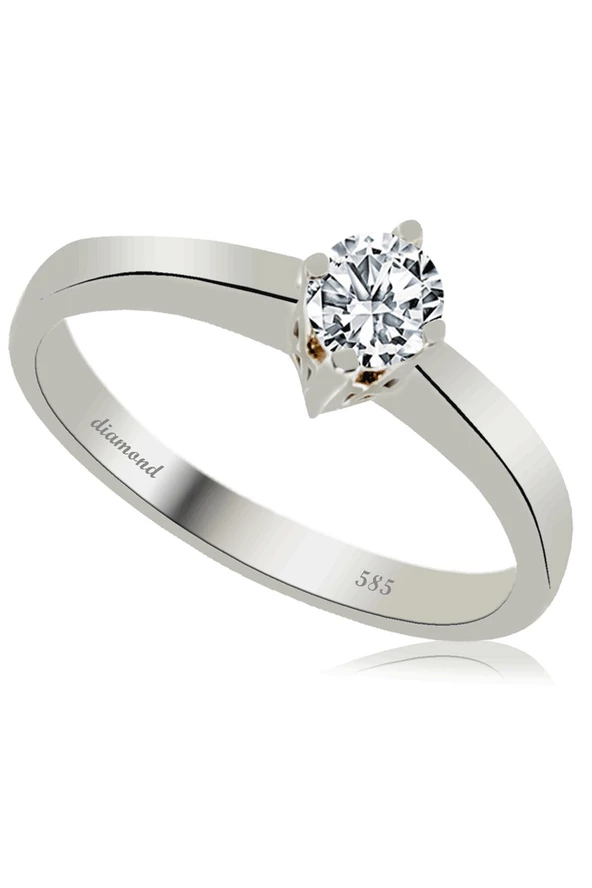 Cigold 14 Ayar Tektaş Pırlanta Yüzük OA-PYZK900026