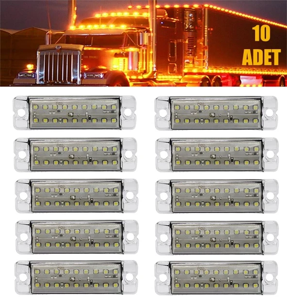 18 LEDLİ YAN MARKER LAMBA KAMYONET DORSE KAMYON LED LAMBA BEYAZ 12 Volt 10 Adet