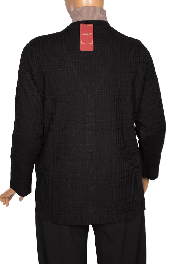 Hesna Kadın Nilay Anne Cepli Düğmeli Siyah Triko Hırka Ceket - 4