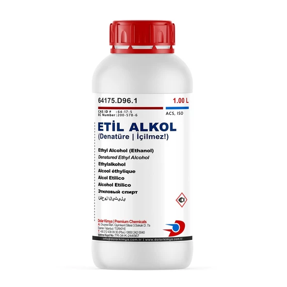 Dolar Kimya Etil Alkol (Ethanol, Denatüre)  1.00 Litre