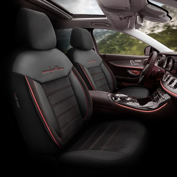 Otom Comfortline Design Premium Oto Koltuk Kılıfı  Siyah-Kırmızı