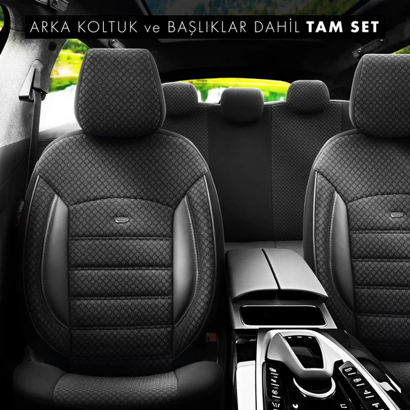 Otom Sport Plus Ekstra Destekli Özel Dokulu Oto Koltuk Kılıfı  Siyah - 3