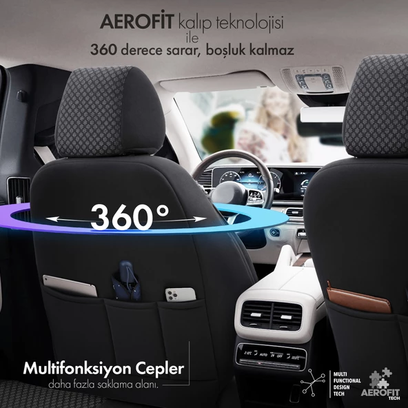 Otom Sport Plus Ekstra Destekli Özel Dokulu Oto Koltuk Kılıfı  Siyah-Kırmızı - 5