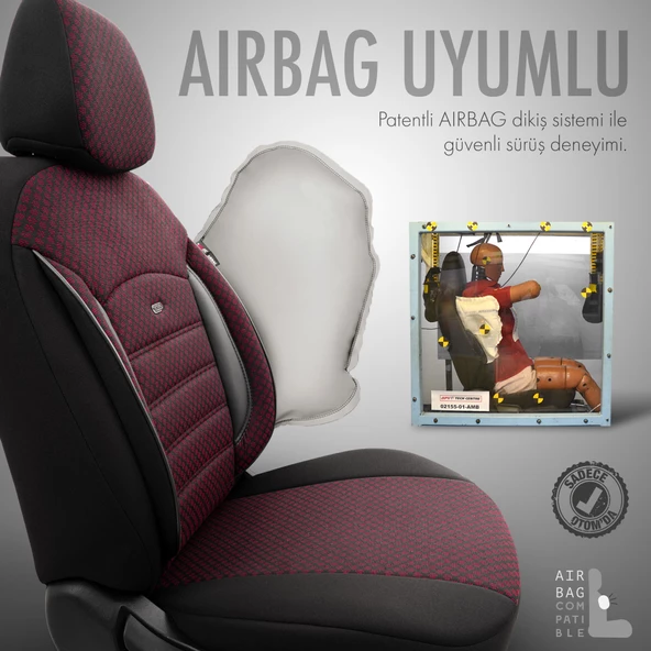 Otom Sport Plus Ekstra Destekli Özel Dokulu Oto Koltuk Kılıfı Bordo - 4