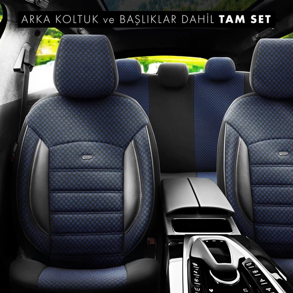 Otom Sport Plus Ekstra Destekli Özel Dokulu Oto Koltuk Kılıfı Mavi - 3