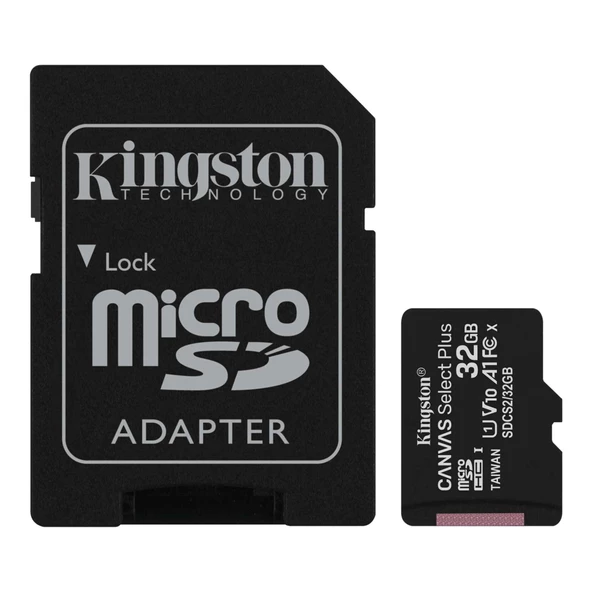 Kingston SDCS2-32GB 32GB micSDHC Canvas Select Plus 100R A1 C10 Card + ADP Hafıza Kartı