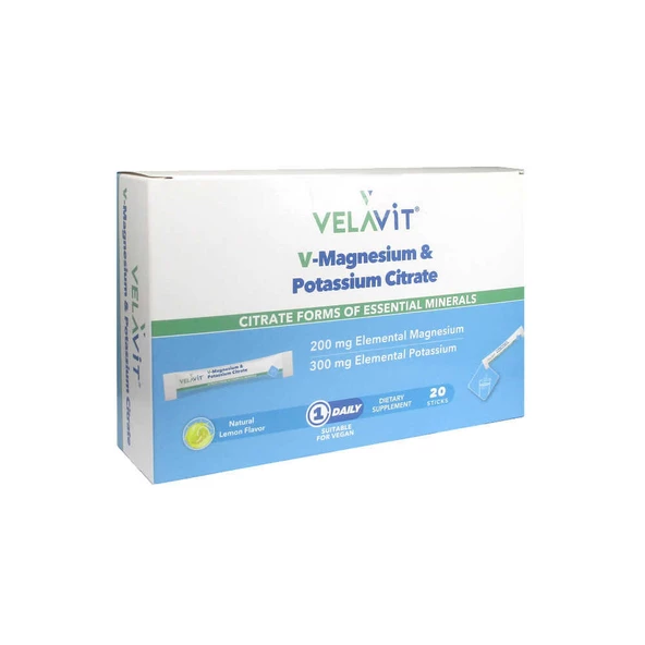 Velavit V-Magnesium & Potassium Citrate 20 Toz Poşet