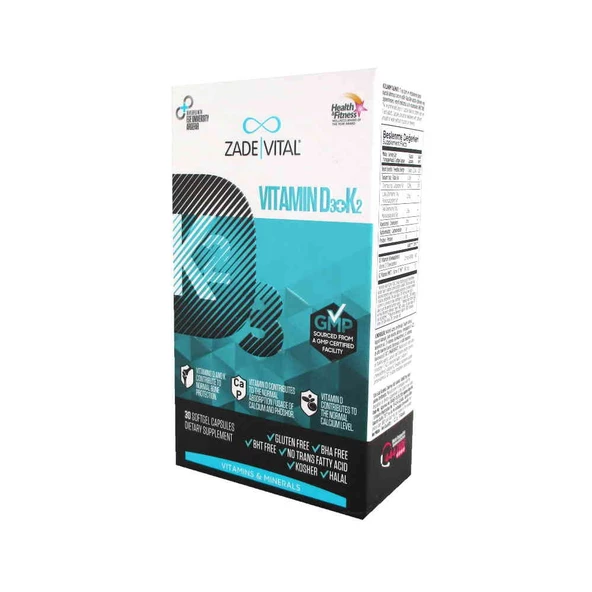 Zade Vital Vitamin D3 + Vitamin K2 30 Kapsül