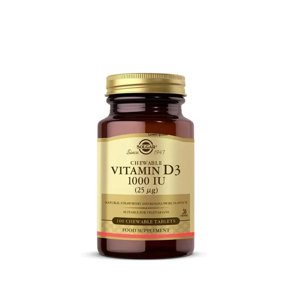 Solgar Chewable Vitamin D3 1000IU 100 Çiğnenebilir Tablet