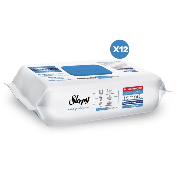 Sleepy Easy Clean Çamaşır Suyu Katkılı Yüzey Temizlik Havlusu&Mendili 12x100 (1200 Yaprak)  - 2
