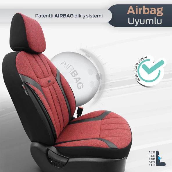 Otom Swan Series Universal Oto Koltuk Kılıfı  Kırmızı - 3