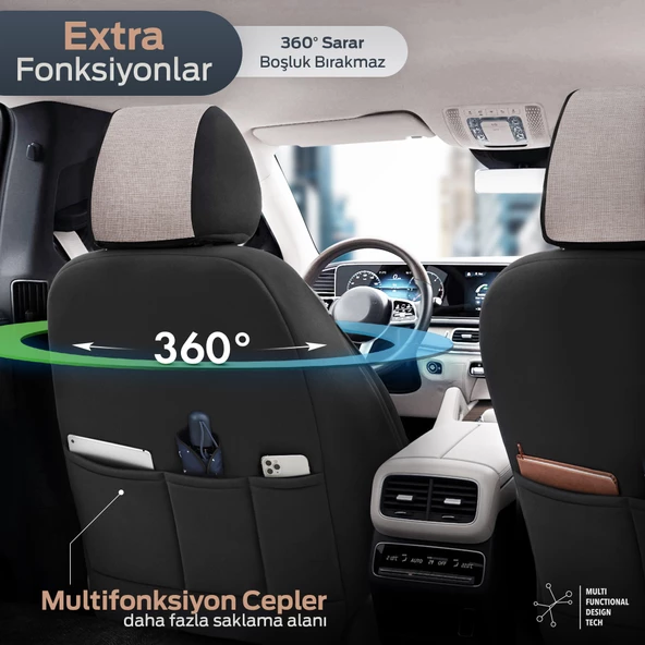 Otom Swan Series Universal Oto Koltuk Kılıfı  Bej - 5