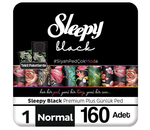 Sleepy Black Premium Plus Günlük Ped Normal 160 Adet Ped