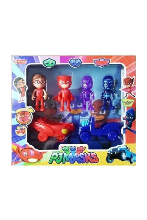 8 Karakter 4 Arabalı Pijamaskeliler Seti Catboy Gekko - Resim 3