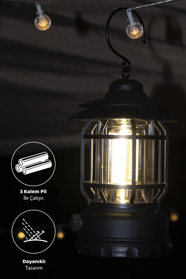 EFSANE KAMP - Nostaljik Led Lamba - Kamp Lambası - Pilli - 5