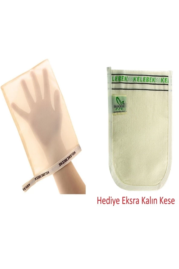 Kelebek Kese İpek Hakiki Koza Ipeğinden Banyo Kesesi+ Eksra Kalın Kese Hediyeli