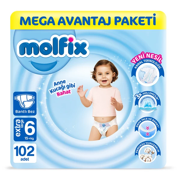 Molfix Bebek Bezi 6 Beden Extra Large Mega Avn. Paket 102 Adet