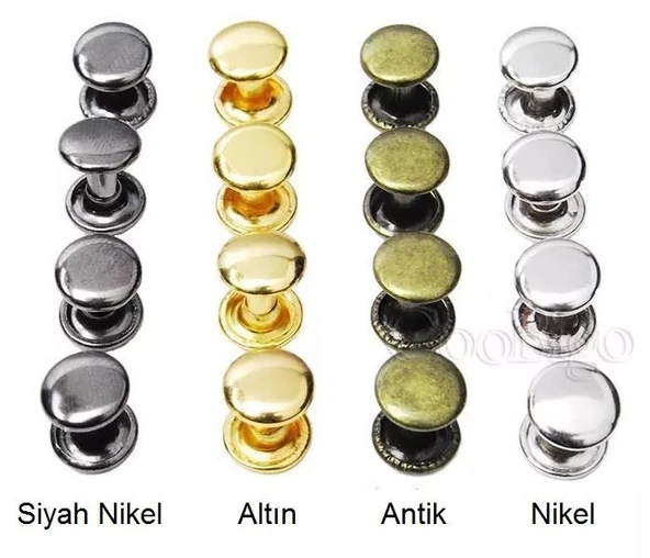 Perçin 33,5no 9mm İki Taraf Kafa 50 Takım (Leathercraft, Deri Hobi) - 3