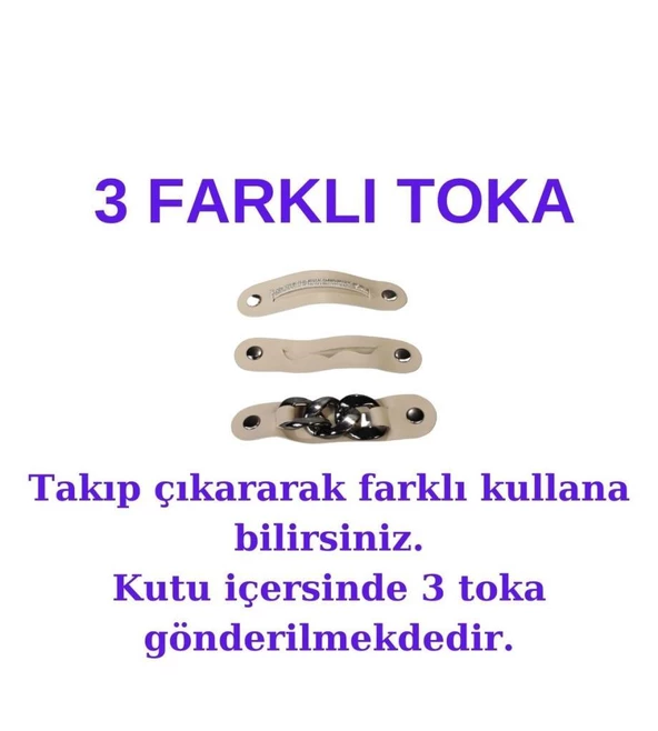 YAZKIŞ Kadın Siyah Cilt Üzeri 3 Çeşit değişen Tokalı Kalın Taban Babet - 10