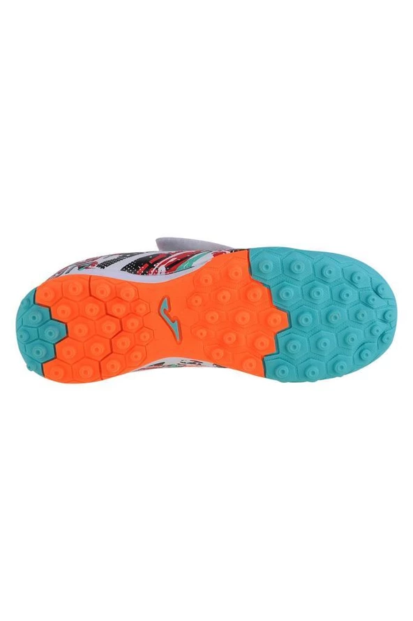 Joma Evolution Jr 2302 EVJW2302TFV Beyaz/Turuncu/Turkuaz Çok Renkli Çocuk Halı Saha Ayakkabısı - 4