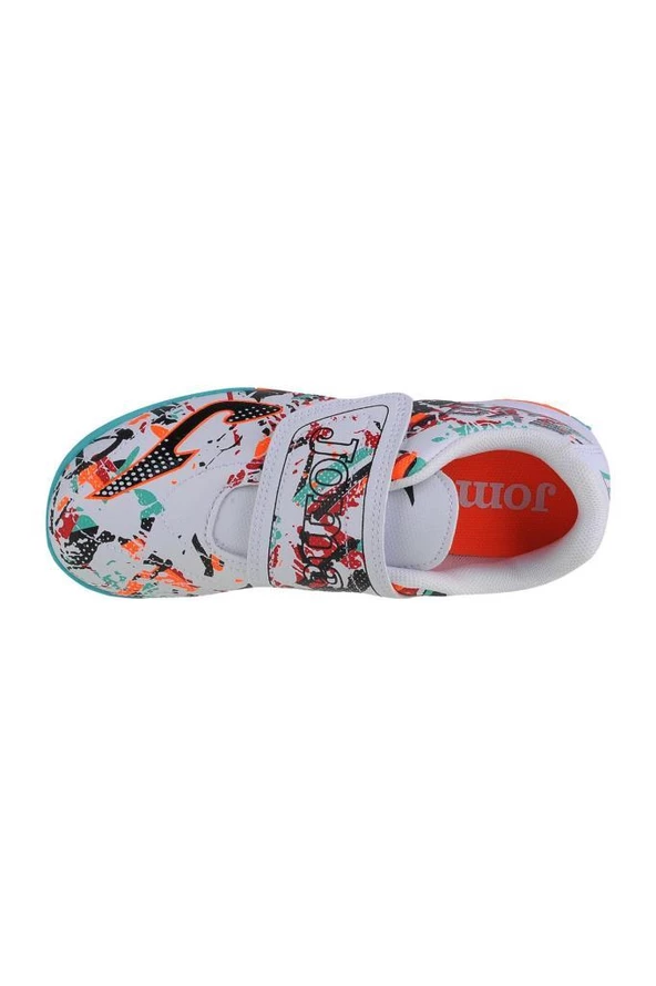 Joma Evolution Jr 2302 EVJW2302TFV Beyaz/Turuncu/Turkuaz Çok Renkli Çocuk Halı Saha Ayakkabısı - 3