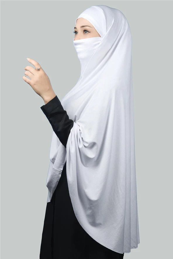 Hazır Türban Peçeli Pratik Eşarp Tesettür Nikaplı Hijab - Namaz Örtüsü Sufle (5XL) - 10